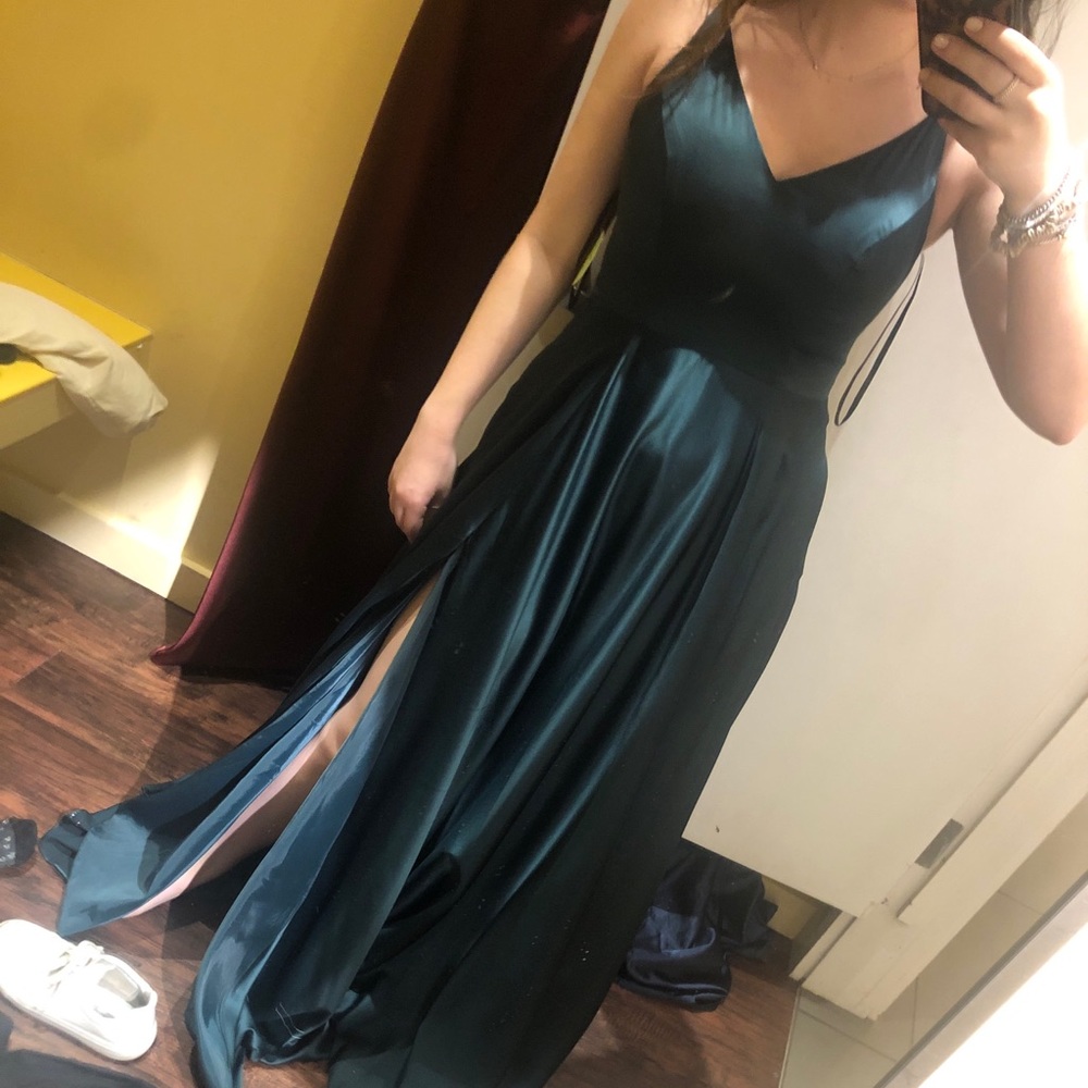 Windsor Satin Emerald Green Prom Dress